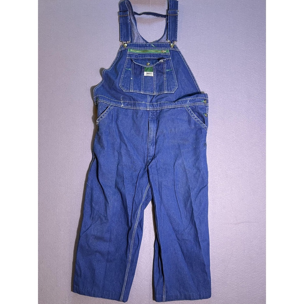 Liberty Overalls Mens 42x32 Blue Denim Bib Workwear Carpenter Pockets Utility